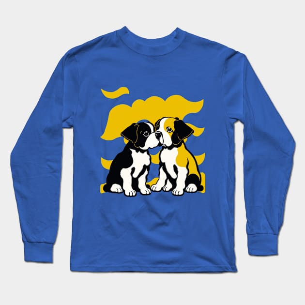 Retro Puppy Kiss Long Sleeve T-Shirt by Noewi